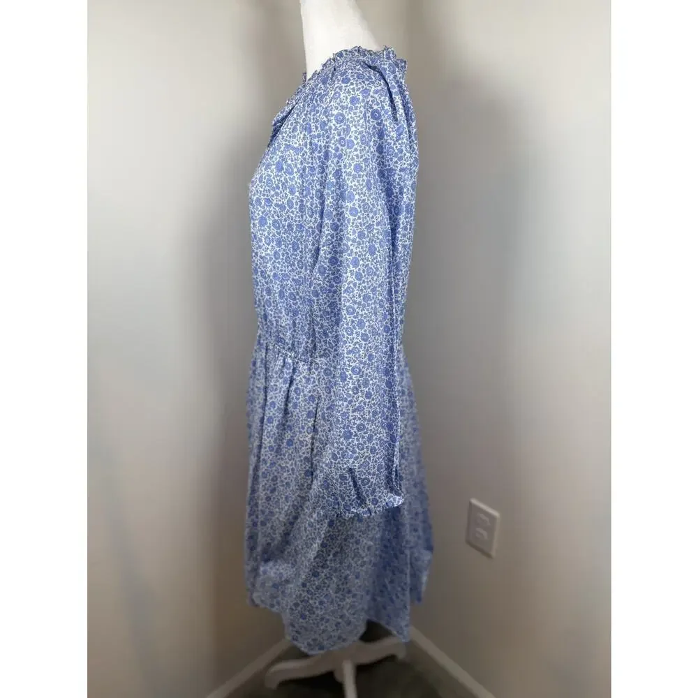 J. Crew Liberty Fabric Ruffle-collar mini dress D'Anjo Coast fabric Size XL Boho
